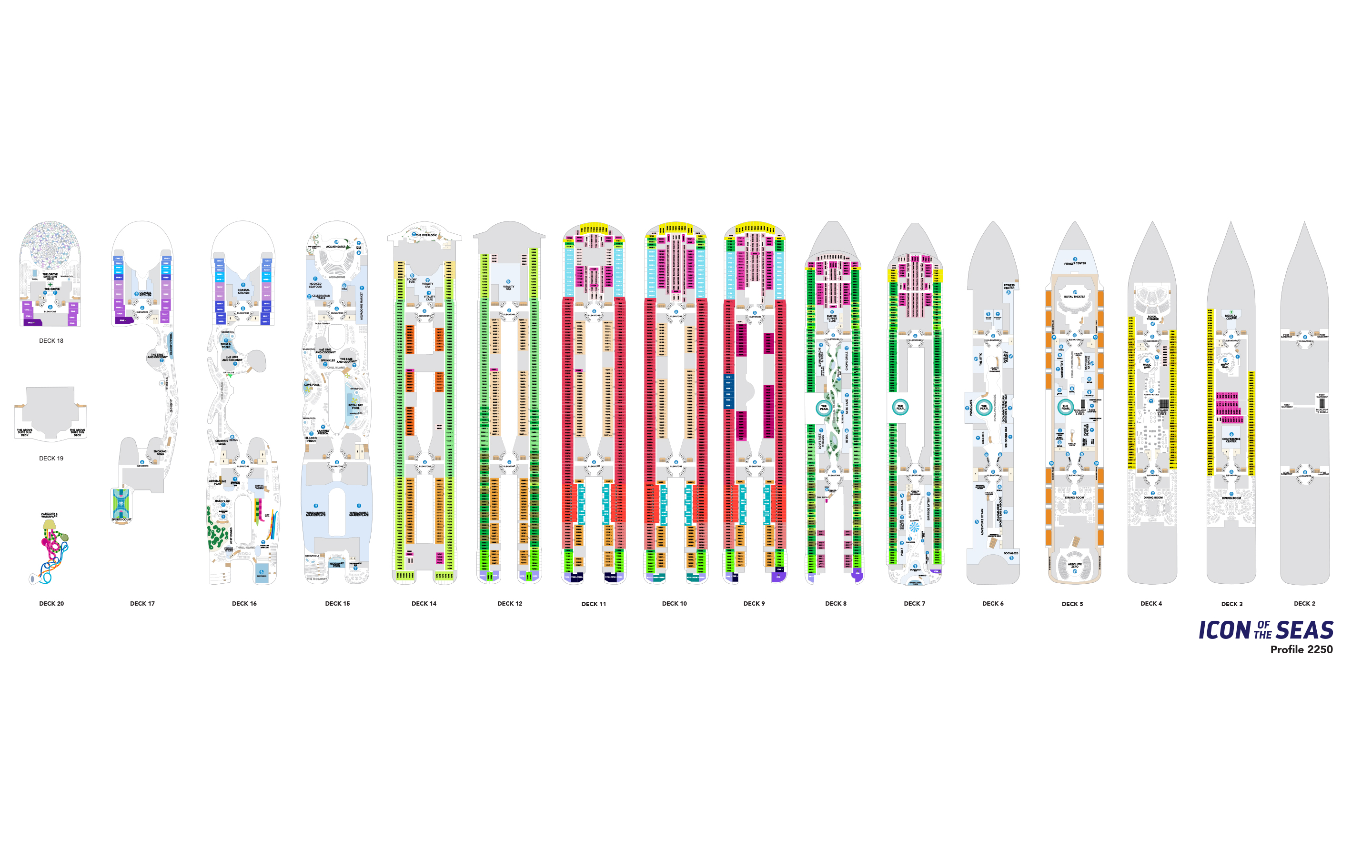 The deck plans for Icon of the Seas, Royal Caribbean Cruises